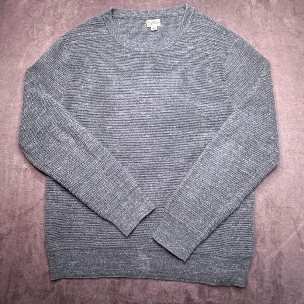 J Crew Shirt Mens Green Textured Knit Crew Neck Sweater‎ Size Large 100% Cotton